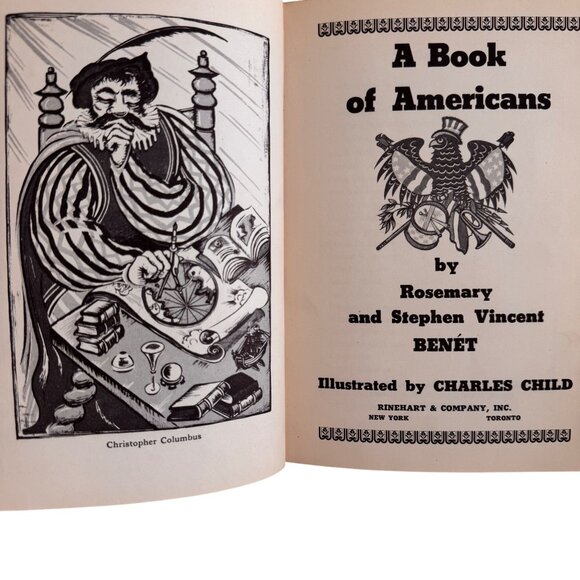 A Book Of Americans By Rosemary & Stephen Vincent Benét 1933 Historical Poetry - Picture 3 of 16